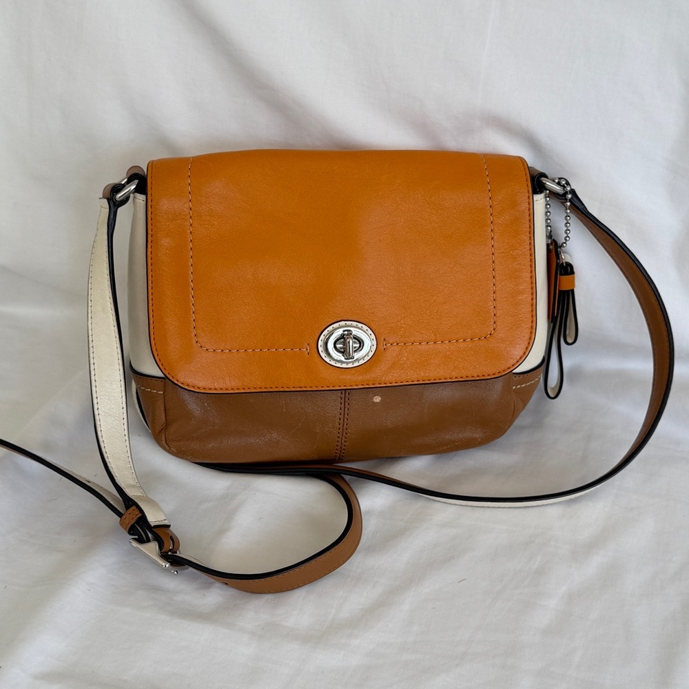 Coach Timeless Tan and Brown Leather Crossbody Bag